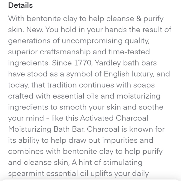 NEW Yardley of London 3 Bars Activated Charcoal Soaps NIB Gifts Exfoliating - Picture 6 of 9